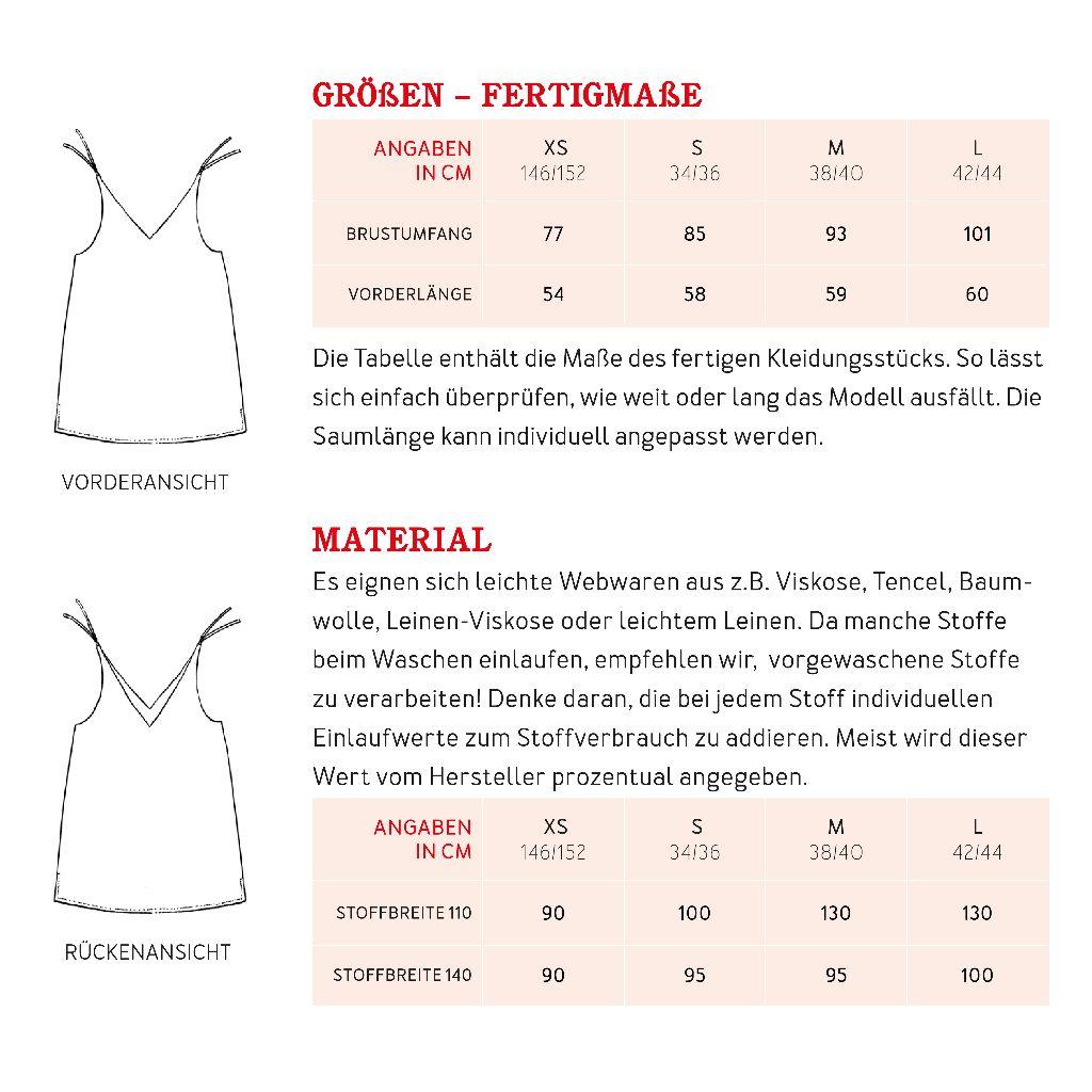 Papierschnittmuster Sommertop zum Knoten Frau Maya  XS-L